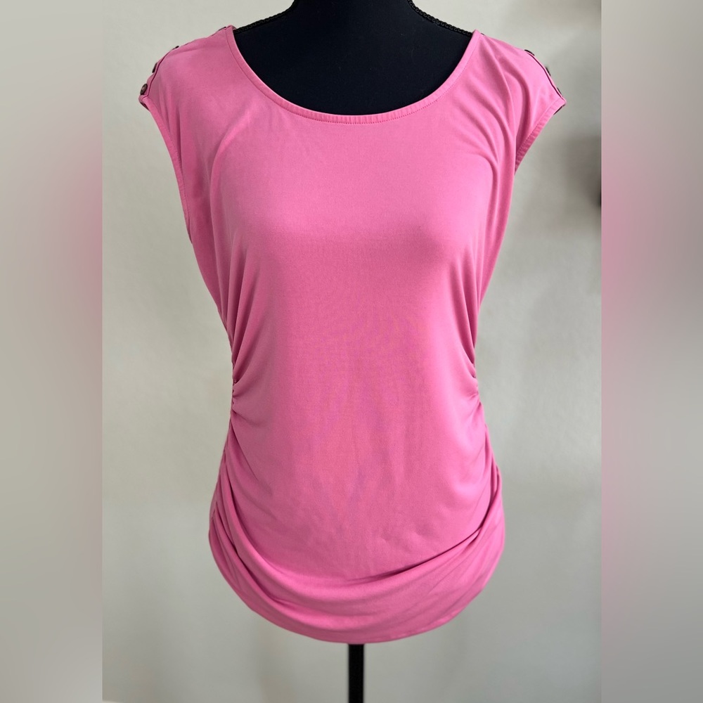 Light pink slinky shirt with ruched sides